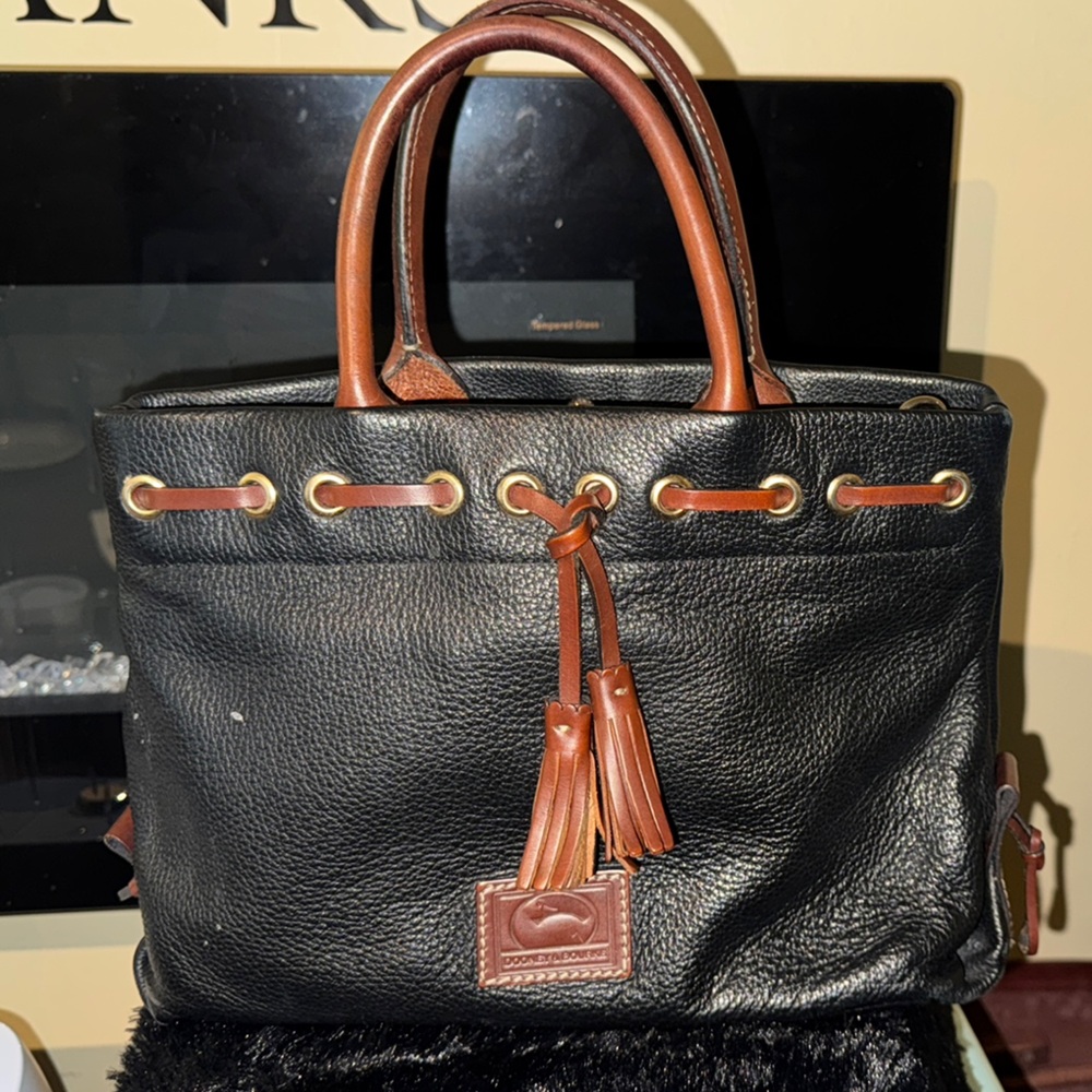 Dooney & Bourke Black and Brown Leather Tote Bag